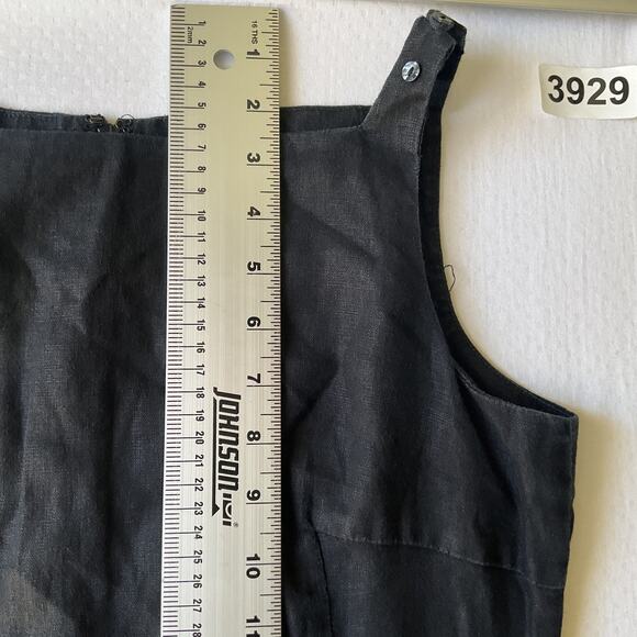 GAP Women Midi Dress Size 6 Black Cotton Linen Sheath Sleeveless Square Neck - Picture 6 of 10